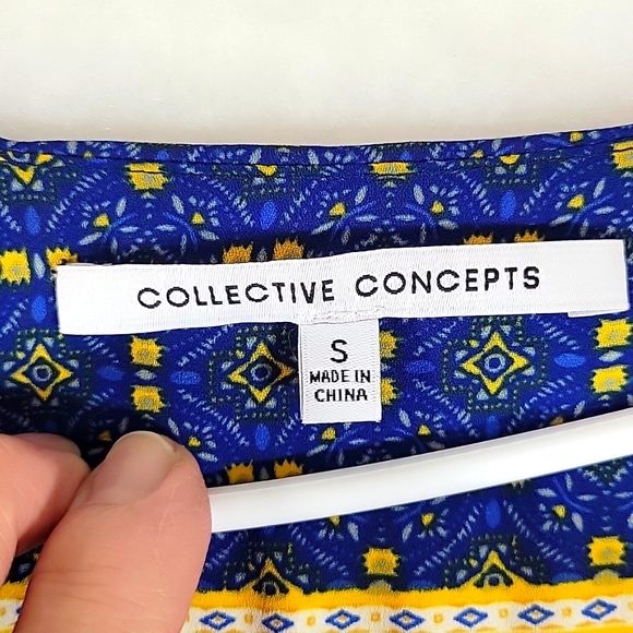 Collective Concepts Crochet Trimmed Boho Peasant Long Sleeve Blouse Size S - Picture 2 of 8